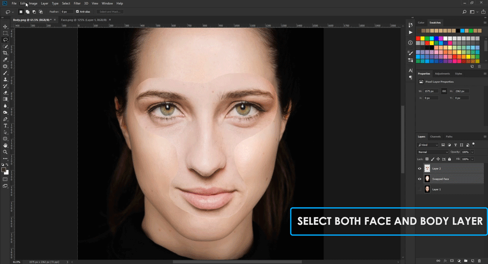 Apply Photoshop Layer Mask to Blend Two Faces